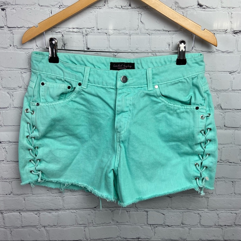 Lace Up Side Denim Shorts
